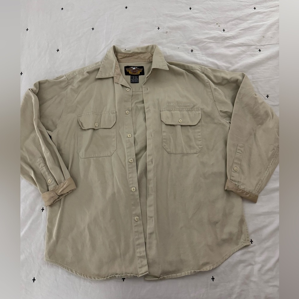 Beige Button-Up Shirt